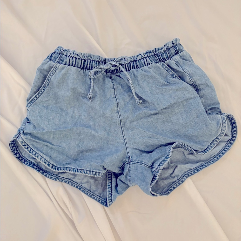 American Eagle Outfitters Blue Jean Shorts Elastic Waist